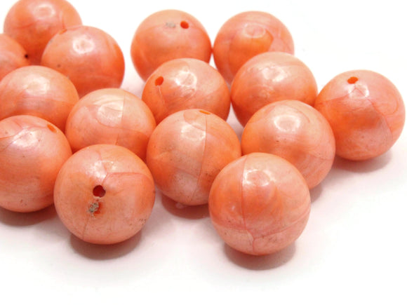 16 16mm Round Orange Beads Vintage Plastic Beads Jewelry Making Beading Supplies New Old Stock Craft Supplies