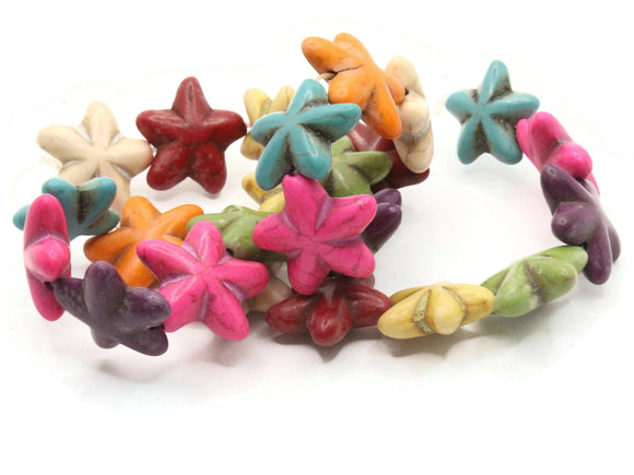 24 21mm Synthetic Turquoise Starfish Beads Gemstone Beads Dyed Beads Mixed Color Star Stone Beads Jewelry Making Beading Supplies