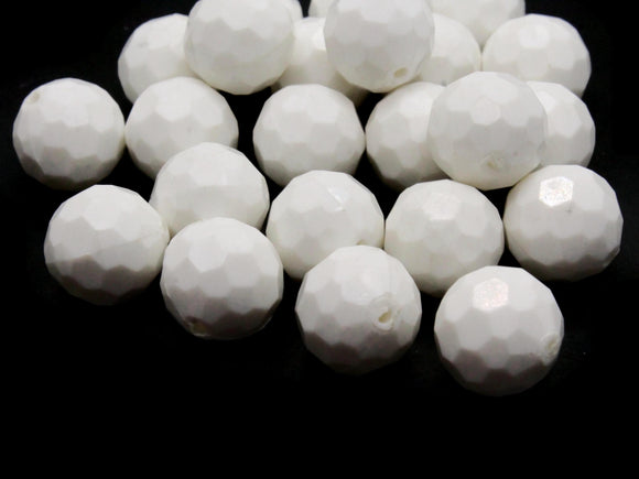 23 13mm White Faceted Round Beads Vintage Plastic Beads Round Beads Jewelry Making Beading Supplies Smileyboy