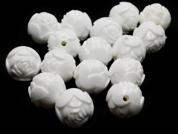 16 13mm White Pressed Rose Beads Vintage Pressed Plastic Beads Round Floral Beads Jewelry Making Beading Supplies Smileyboy