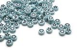 100 7mm Blue Heart, Star, Flower and Moon Mixed Beads Small Plastic Beads Acrylic Flat Round Beads Jewelry Making Beading Supplies