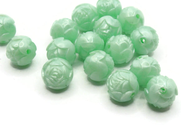 16 13mm Green Pressed Rose Beads Vintage Pressed Plastic Beads Round Floral Beads Jewelry Making Beading Supplies Smileyboy