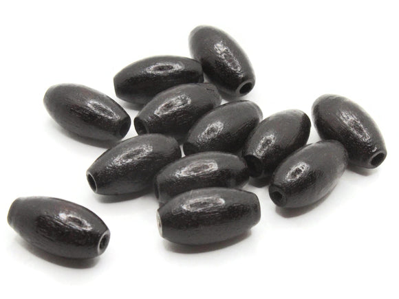 12 18mm Tube Beads Black Beads Large Hole Wood Beads Wooden Beads Vintage Beads Large Hole Beads Macrame Beads