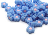 50 11mm Blue and Pink Flower Beads Plastic Beads Acrylic Plant Beads to String Jewelry Making Beading Supplies Two Tone Daisy Beads