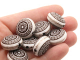 8 19mm White and Black Patterned Beads Plastic Coin Beads Jewelry Making Beading Supplies Loose Beads Lightweight Acrylic Beads
