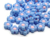 50 11mm Blue and Pink Flower Beads Plastic Beads Acrylic Plant Beads to String Jewelry Making Beading Supplies Two Tone Daisy Beads