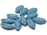 11 30mm Blue and Black Patterned Beads Plastic Marquise Beads Jewelry Making Beading Supplies Loose Beads Lightweight Acrylic Beads