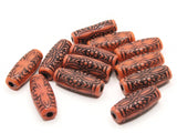 12 25mm Red and Black Patterned Beads Plastic Flat Tube Beads Jewelry Making Beading Supplies Loose Beads Lightweight Acrylic Beads