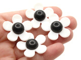 8 27mm Flower Beads White and Black Daisy Plant Beads Large Plastic Beads Acrylic Beads to String Jewelry Making Beading Supplies