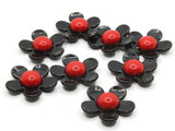 8 27mm Flower Beads Black and Red Daisy Plant Beads Large Plastic Beads Acrylic Beads to String Jewelry Making Beading Supplies