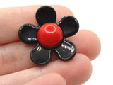 8 27mm Flower Beads Black and Red Daisy Plant Beads Large Plastic Beads Acrylic Beads to String Jewelry Making Beading Supplies