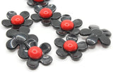 8 27mm Flower Beads Black and Red Daisy Plant Beads Large Plastic Beads Acrylic Beads to String Jewelry Making Beading Supplies