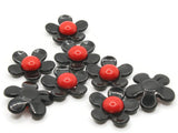 8 27mm Flower Beads Black and Red Daisy Plant Beads Large Plastic Beads Acrylic Beads to String Jewelry Making Beading Supplies
