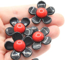8 27mm Flower Beads Black and Red Daisy Plant Beads Large Plastic Beads Acrylic Beads to String Jewelry Making Beading Supplies