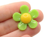 8 27mm Flower Beads Green and Yellow Daisy Plant Beads Large Plastic Beads Acrylic Beads to String Jewelry Making Beading Supplies
