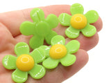 8 27mm Flower Beads Green and Yellow Daisy Plant Beads Large Plastic Beads Acrylic Beads to String Jewelry Making Beading Supplies