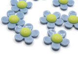 8 27mm Flower Beads Blue and Yellow Daisy Plant Beads Large Plastic Beads Acrylic Beads to String Jewelry Making Beading Supplies