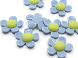 8 27mm Flower Beads Blue and Yellow Daisy Plant Beads Large Plastic Beads Acrylic Beads to String Jewelry Making Beading Supplies