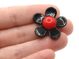 8 27mm Flower Beads Black and Red Daisy Plant Beads Large Plastic Beads Acrylic Beads to String Jewelry Making Beading Supplies