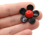 8 27mm Flower Beads Black and Red Daisy Plant Beads Large Plastic Beads Acrylic Beads to String Jewelry Making Beading Supplies