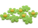 8 27mm Flower Beads Green and Yellow Daisy Plant Beads Large Plastic Beads Acrylic Beads to String Jewelry Making Beading Supplies