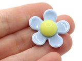 8 27mm Flower Beads Blue and Yellow Daisy Plant Beads Large Plastic Beads Acrylic Beads to String Jewelry Making Beading Supplies