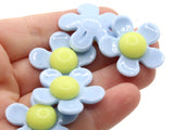 8 27mm Flower Beads Blue and Yellow Daisy Plant Beads Large Plastic Beads Acrylic Beads to String Jewelry Making Beading Supplies