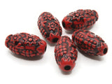 5 23mm Red and Black Patterned Large Hole Beads Plastic Barrel Beads Jewelry Making Beading Supplies Loose Beads Lightweight Acrylic Beads
