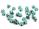 30 Peppermint Polymer Clay Beads Green and White Beads Christmas Beads Small Loose Coin Beads Holiday Beads Jewelry Making