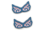 2 34mm Wing Beads Blue and Pink Pixelated Beads Large Plastic Beads Acrylic Beads to String Jewelry Making Beading Supplies