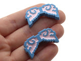 2 34mm Wing Beads Blue and Pink Pixelated Beads Large Plastic Beads Acrylic Beads to String Jewelry Making Beading Supplies