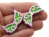 2 34mm Wing Beads Purple and Green Pixelated Beads Large Plastic Beads Acrylic Beads to String Jewelry Making Beading Supplies