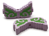 2 34mm Wing Beads Purple and Green Pixelated Beads Large Plastic Beads Acrylic Beads to String Jewelry Making Beading Supplies