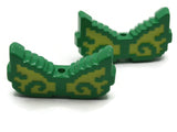 2 34mm Wing Beads Green and Yellow Pixelated Beads Large Plastic Beads Acrylic Beads to String Jewelry Making Beading Supplies