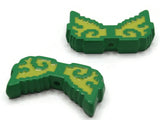 2 34mm Wing Beads Green and Yellow Pixelated Beads Large Plastic Beads Acrylic Beads to String Jewelry Making Beading Supplies