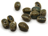 12 12mm Brown Ceramic Faceted Oval Beads Large Hole Beads Jewelry Making Beading Supplies Flat Oval Beads to String