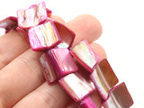 30 18mm Dark Pink Seashell Book Beads Folded Rectangle Beads Dyed Seashell Beads Diamond Beads to string Jewelry Making Beading Supplies