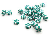 30 Peppermint Polymer Clay Beads Green and White Beads Christmas Beads Small Loose Coin Beads Holiday Beads Jewelry Making