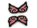 2 34mm Wing Beads Black and Pink Pixelated Beads Large Plastic Beads Acrylic Beads to String Jewelry Making Beading Supplies