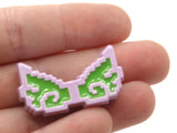 2 34mm Wing Beads Purple and Green Pixelated Beads Large Plastic Beads Acrylic Beads to String Jewelry Making Beading Supplies