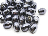 30 13mm Shiny Black Vintage Lucite Plastic Beads Faceted Oval Beads Jewelry Making Beading Supplies Loose Large Hole Beads to String