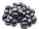 30 13mm Shiny Black Vintage Lucite Plastic Beads Faceted Oval Beads Jewelry Making Beading Supplies Loose Large Hole Beads to String