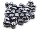 30 13mm Shiny Black Vintage Lucite Plastic Beads Faceted Oval Beads Jewelry Making Beading Supplies Loose Large Hole Beads to String