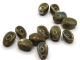 12 12mm Brown Ceramic Faceted Oval Beads Large Hole Beads Jewelry Making Beading Supplies Flat Oval Beads to String