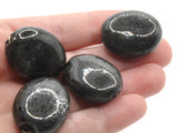 6 28mm Black Speckled Ceramic Flat Oval Beads Large Hole Beads Jewelry Making Beading Supplies Beads to String