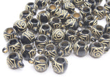 50 9mm Black Round Plastic Beads with Gold Flower Pattern Loose Large Hole Beads with Loop Beads to String Jewelry Making Beading Supplies