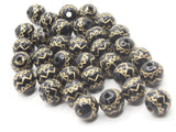 32 9mm Black Round Plastic Beads with Gold Zigzag Pattern Loose Beads to String Jewelry Making Beading Supplies Black and Gold Acrylic Beads