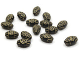15 15mm Black and Gold Flat Oval Marquis Beads Plastic Bead Jewelry Making Beading Supplies