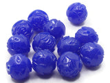 12 16mm Blue Pressed Rose Beads Vintage Pressed Plastic Beads Round Floral Beads Jewelry Making Beading Supplies Smileyboy