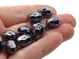 30 13mm Shiny Black Vintage Lucite Plastic Beads Faceted Oval Beads Jewelry Making Beading Supplies Loose Large Hole Beads to String